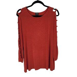 Chicos travelers 3 XL tomato orange ladder cut out 3/4 sleeve